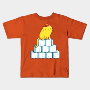 Toilet Paper King, Quarantine Essentials, Kawaii Cute Orange Cat Kids T-Shirt